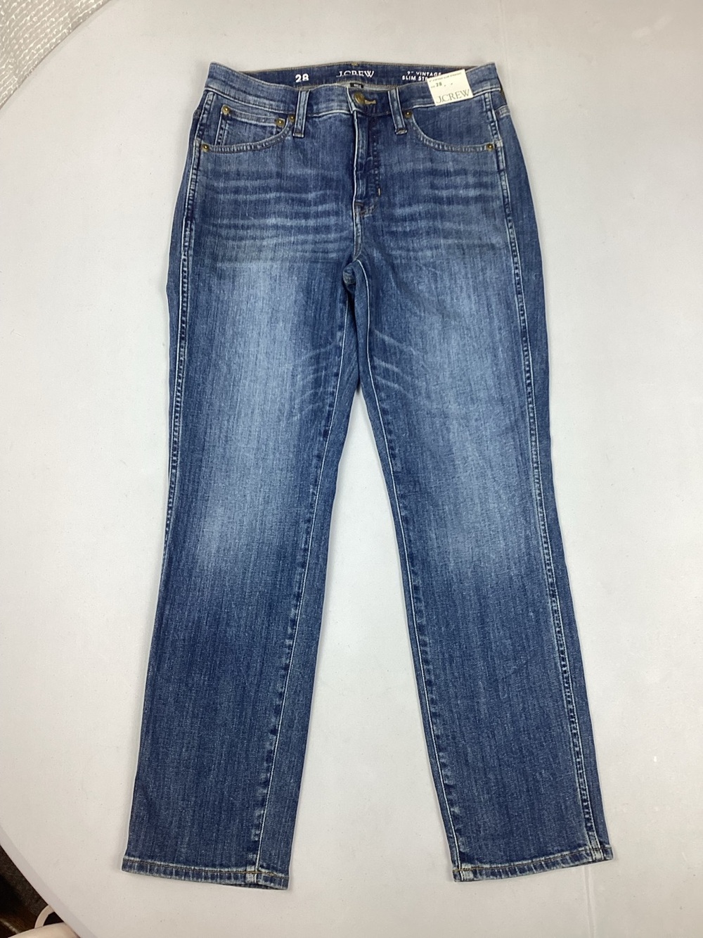J. Crew Vintage Slim Straight Jeans Size 28 9” Mid Rise Measures 10” Blue NEW!